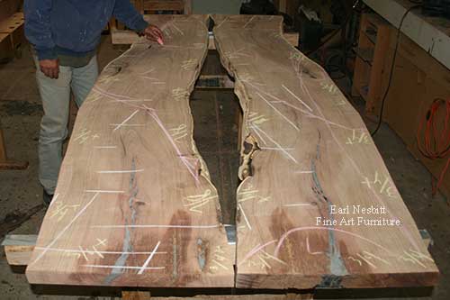 marking high and low spots on mesquite slabs marking high and low spots on mesquite slabs